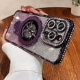 thumbnail image 6 of Magnetic Ring Stand for iPhone 16e Case with Built-in Glass Camera Protector, (Compatible with Magsafe) Women Girly Clear Bling Rhinestones Slim Phone Case for iPhone 16E 2025 6.1'' (Purple), 6 of 9