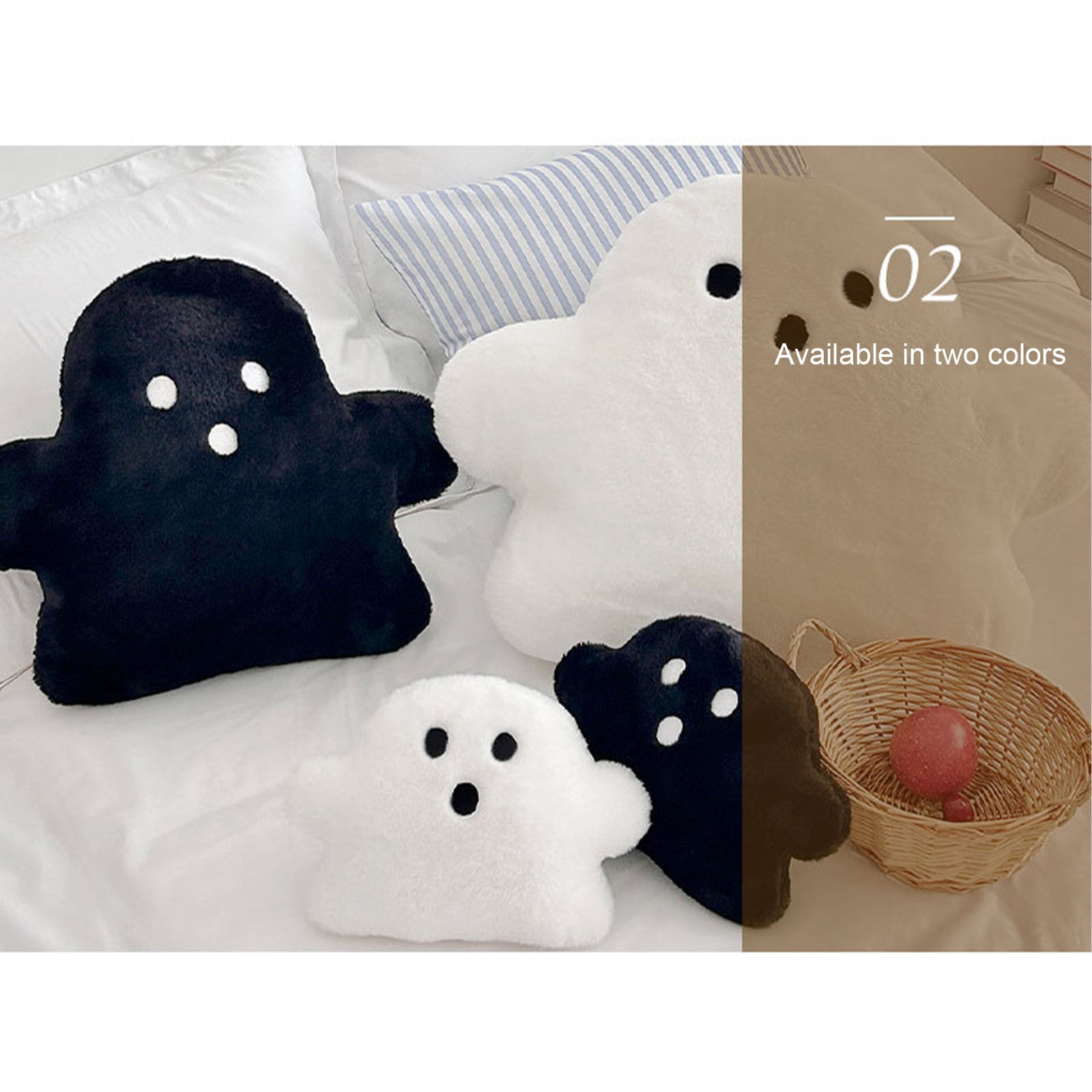 Muecwrye Ghost Pillow, Cute Halloween Pillows, Soft Ghost Throw Pillow Decorative, Spooky Pillows for Halloween Party Outdoor Home Cushion Decorations, 7 X 9 Inch