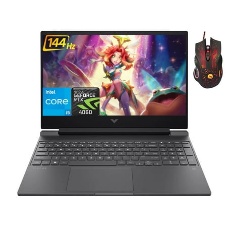 HP Victus 15.6" FHD Gaming Laptop, Intel Core i5-12500H, 64GB RAM, 2TB SSD, NVIDIA GeForce RTX 4060, Backlit Keyboard, Win11 Home, Cefesfy Gaming Mouse