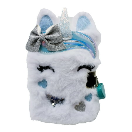 Claire's Children's Aqua Blue Unicorn Mini Diary - Lock and Key, Includes 100 Pages