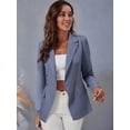 thumbnail image 4 of Female'S Solid Color Long Sleeve Cardigan Casual Long Sleeve Open Front Suit Jacket Gray-Blue S, 4 of 8