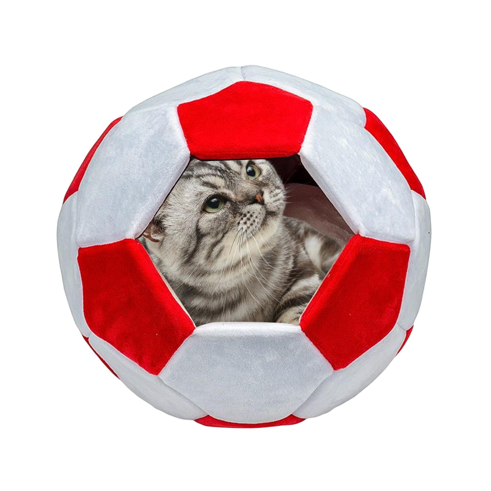 Portable Pet Bed Non Skid Washable Comfortable Football Shaped Warm Dog Bed Pet House Kitten Bed for Outdoor Cat Sleeping Indoor Accessories Red Large