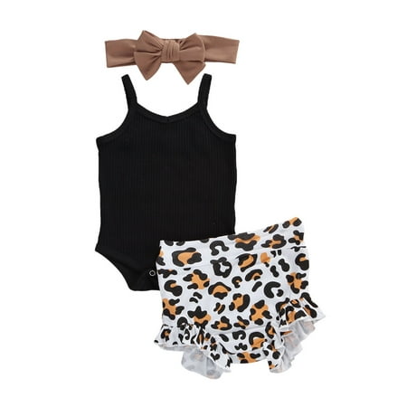 

Bmnmsl Baby Girls Boys Outfits Sling Romper Tops Print Shorts Headband