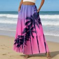 thumbnail image 2 of LWavelet Women Floral Print Tiered Maxi Skirt Elastic Waist With Pockets Boho Summer Long Skirt Purple Pink S, 2 of 6