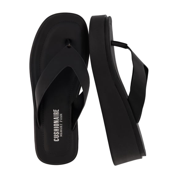 Cushionaire Pippin Chunky Platform Flip Flops - Stylish Wedge Thong Sandals for Women with Cushioned Footbed and Durable Flatform Sole