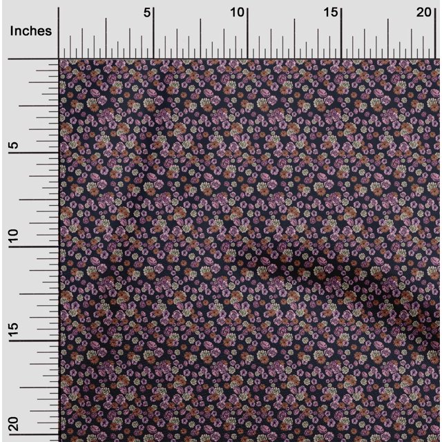 oneOone Polyester Spandex Navy Blue Fabric Florals Craft Projects Decor Fabric Printed By The Yard 56 Inch Wide
