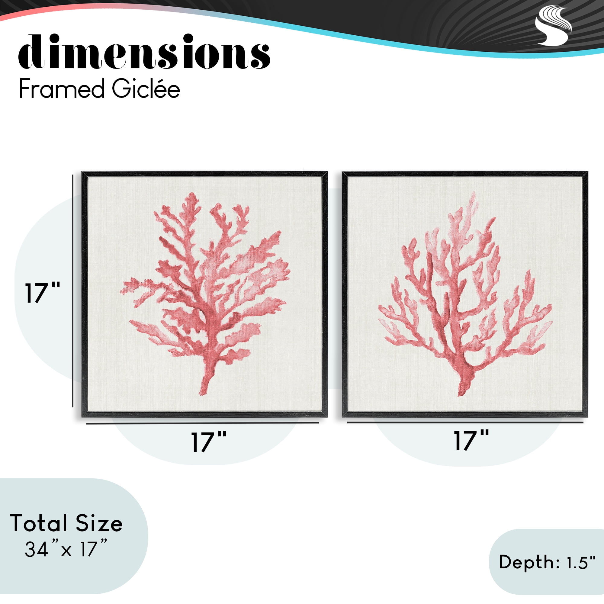 Stupell Industries Rosy Pink Coral Branches 2 Piece Black Framed Giclee Art Set, design by Janet Tava