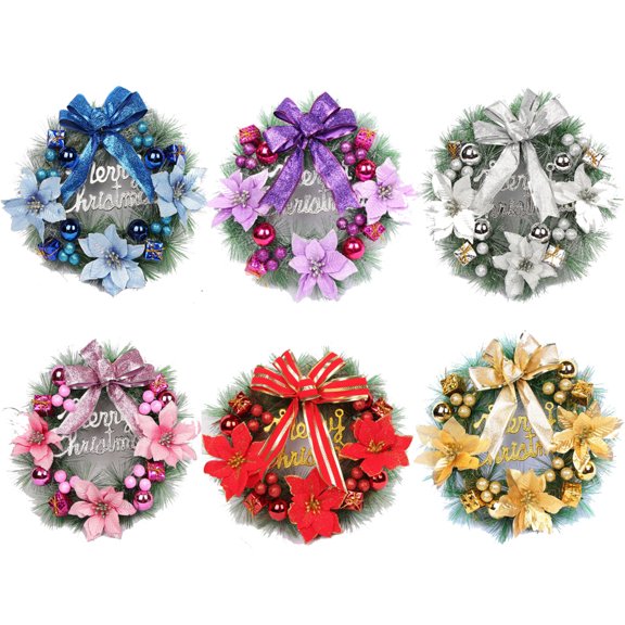 12 inch Christmas Decoration Wreath For Front Door Wall Hanging Ornament For Xmas Party Indoors Outdoors Home Decor Xmas Decoration Blue