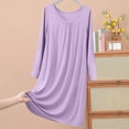 thumbnail image 2 of hotojiny Women's Plus Size Nightgowns Plain Long Sleeve Sleep Shirts Comfy Soft Pleated Nightshirt Pajama Sleep Dress Sleepwear XL-5Xl, 2 of 7