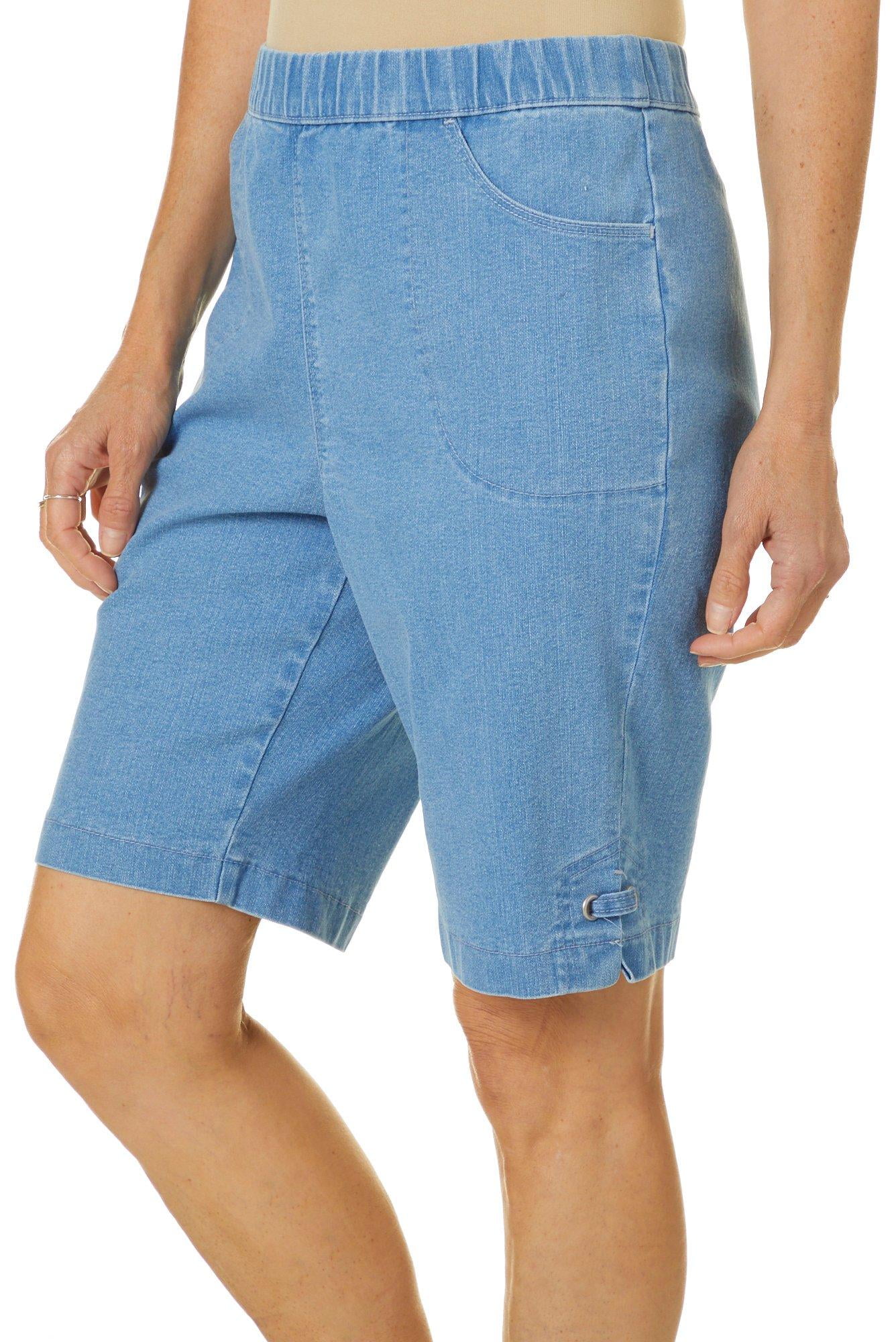 Coral Bay Coral Bay Womens Denim Grommet Hem Pull On Shorts Walmart