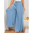 thumbnail image 5 of Women Casual High Waist Spring Fall Solid Color Long Wide Leg Pants Casual with Pockets S, 5 of 8
