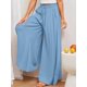 thumbnail image 5 of Pantalones Casuales de Cintura Alta para Mujer, de Color Liso, Largos y Anchos, con Bolsillos, para y Otoño. Azul XXL, 5 of 8