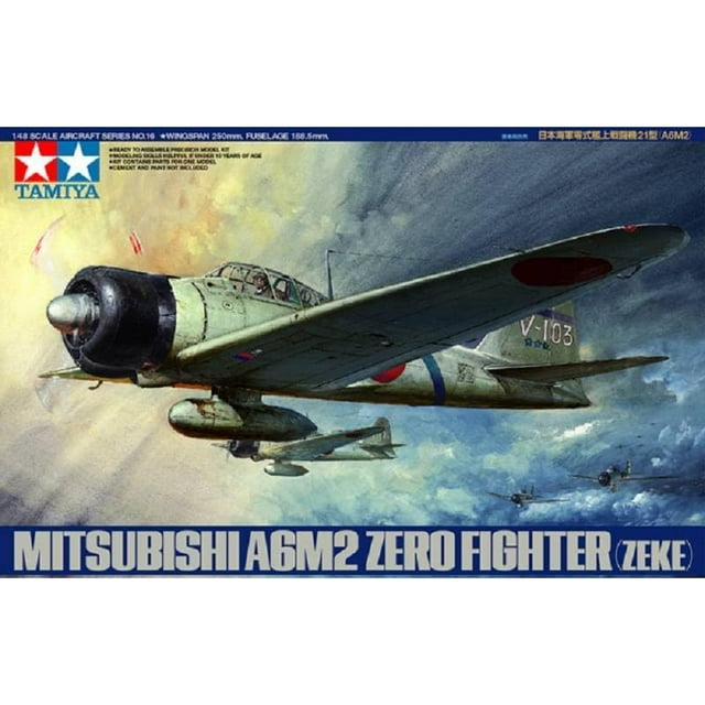Maqueta de avión Tamiya Mitsubishi A6M2 Zero Fighter escala 1/48