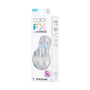 Kiss Impress Color FX Short Oval Press on Nails, Silver, 30 Pieces