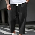 thumbnail image 4 of HOOMEUMY Mens Crinkled Gauze Pants Drawstring Elastic Waist Casual Summer Trousers Light Breathable For Beach Vacation Daily Wear, 4 of 8