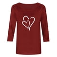 thumbnail image 4 of Plebaso Hauts Cœur pour Femmes Manches 3/4 Col Rond T-Shirts Décontractés Imprimé Chandail Femmes 2025 Tee Blouses, 4 of 4