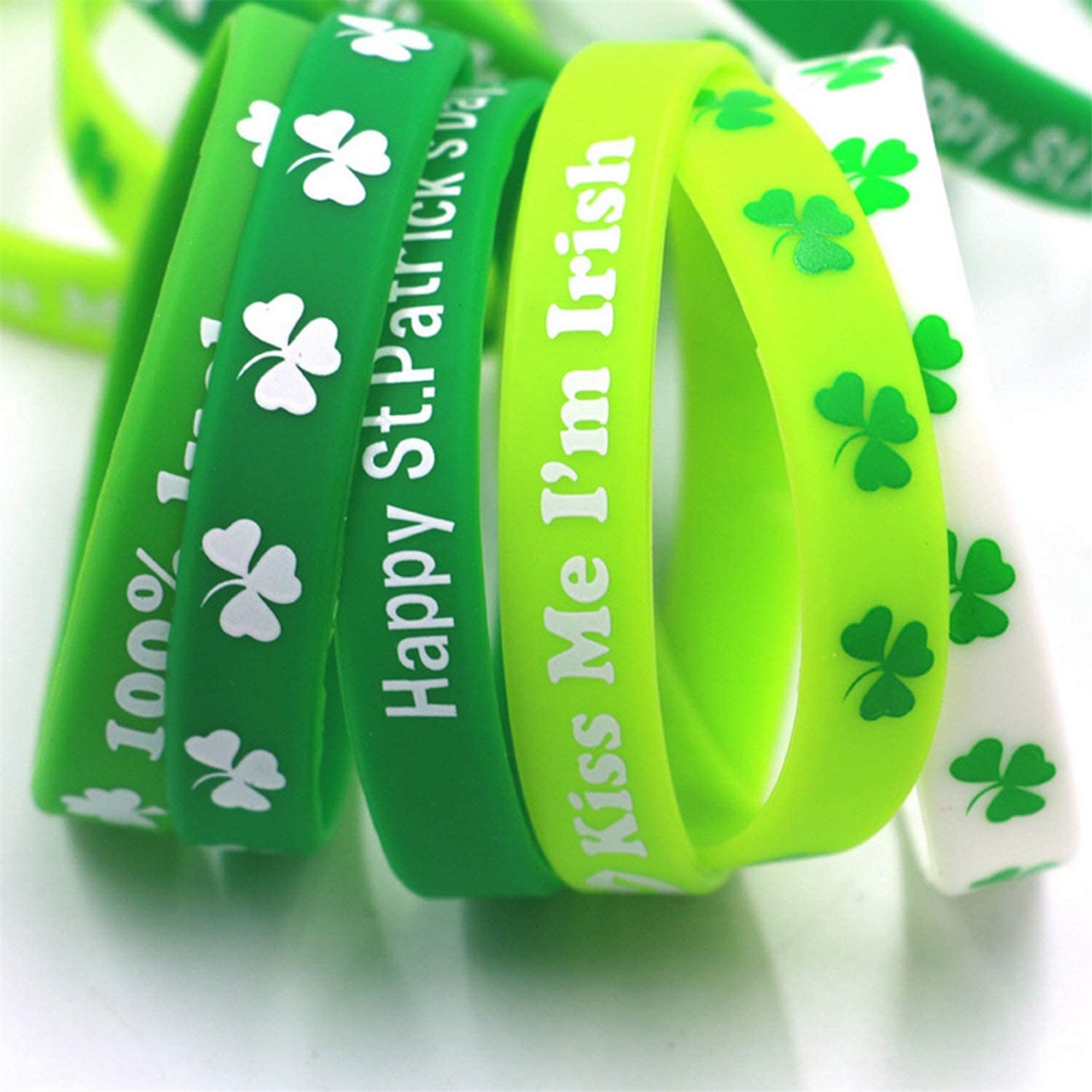 24PCS St Patrick s Day Wristbands With Silicone Rings For Gift Giving 24PCS St Patrick s Day Wristbands With Silicone Rings For Gift Giving