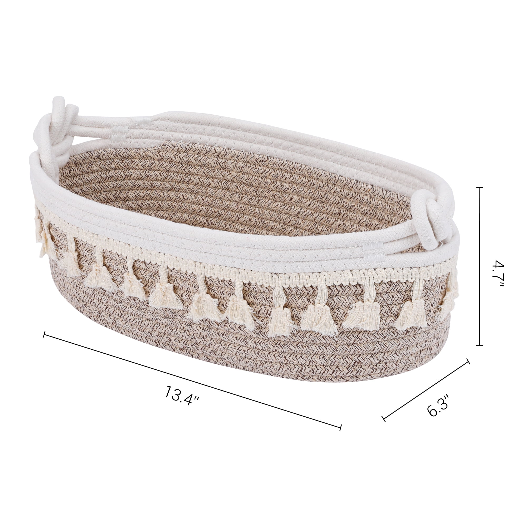 Unique Bargains Woven Storage Basket Solid Shelf Storage Bin Light Brown 13.4*6.3*4.7in
