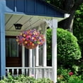 thumbnail image 2 of Artificial Flowers Hanging Basket for Outdoor Spring Summer Decor, Fake Silk Colorful Daisy Eucalyptus in 12" Metal Coconut Lining Pot Arrangement for Home Patio Yard Decor(Purple Red Yellow), 2 of 5