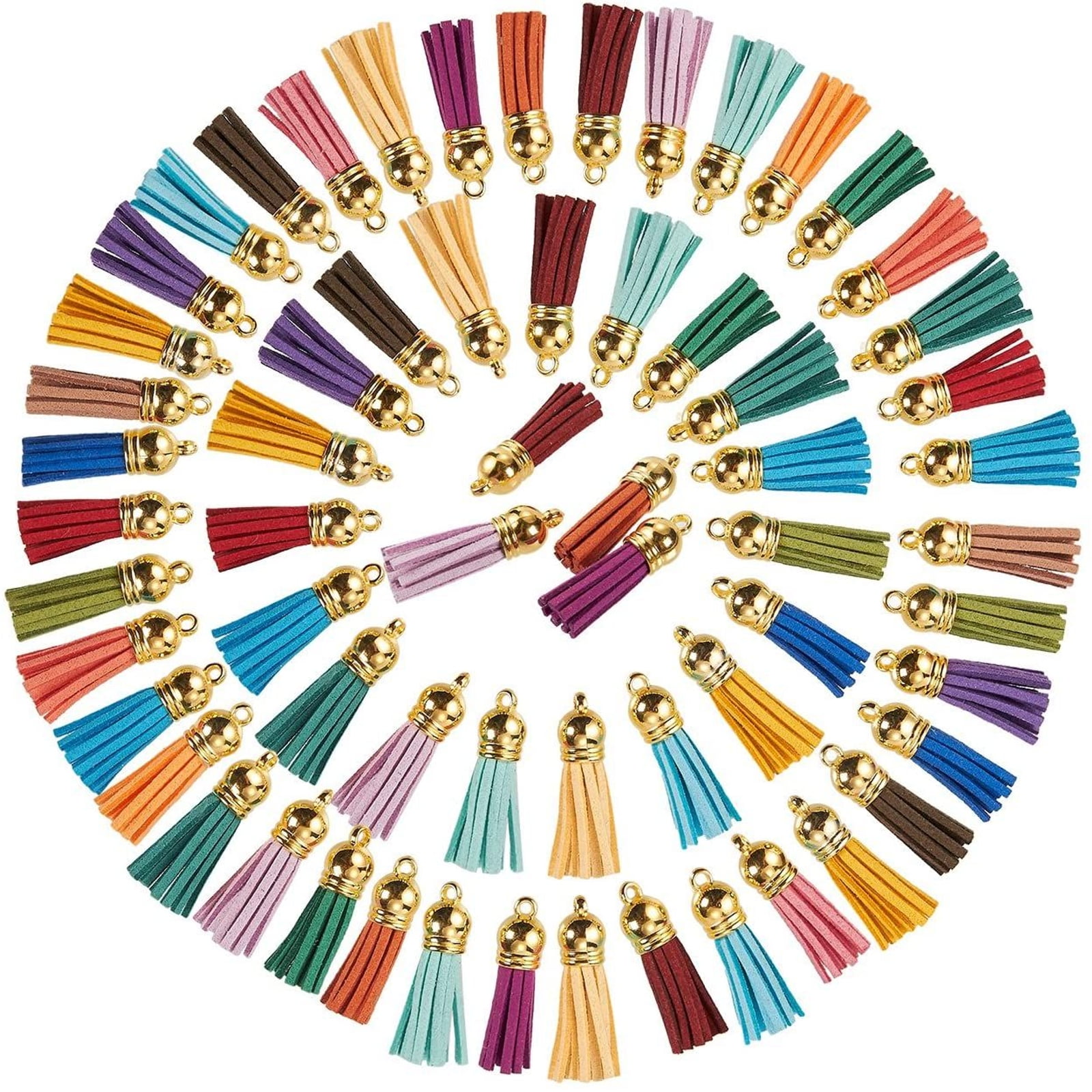 Color Lane Round Pendant Necklace With Mirrors Tassels Pompoms For Women