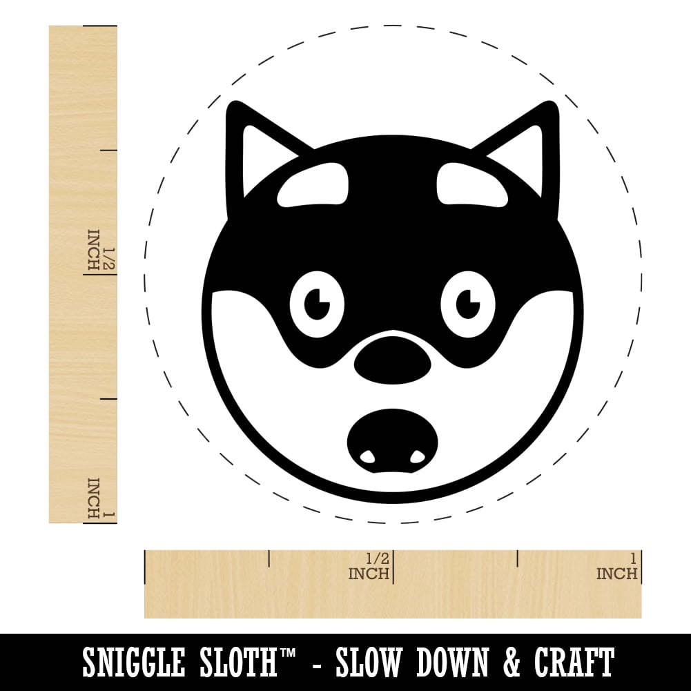 Husky Dog Face Shocked Self-Inking Rubber Stamp Ink Stamper - Fuchsia Ink - Medium 1 Inch