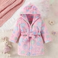 thumbnail image 2 of Boys Girls Kids Thick Coral Fleece Bathrobe,Warm Cozy Hooded Robe with Adjustable Belt,Cute Print,for Boys Girls Toddlers 2T 3T 4T 5T 6T 7T for Cold Weather Kids Pajamas,Sky Blue,Size 5-6T, 2 of 9