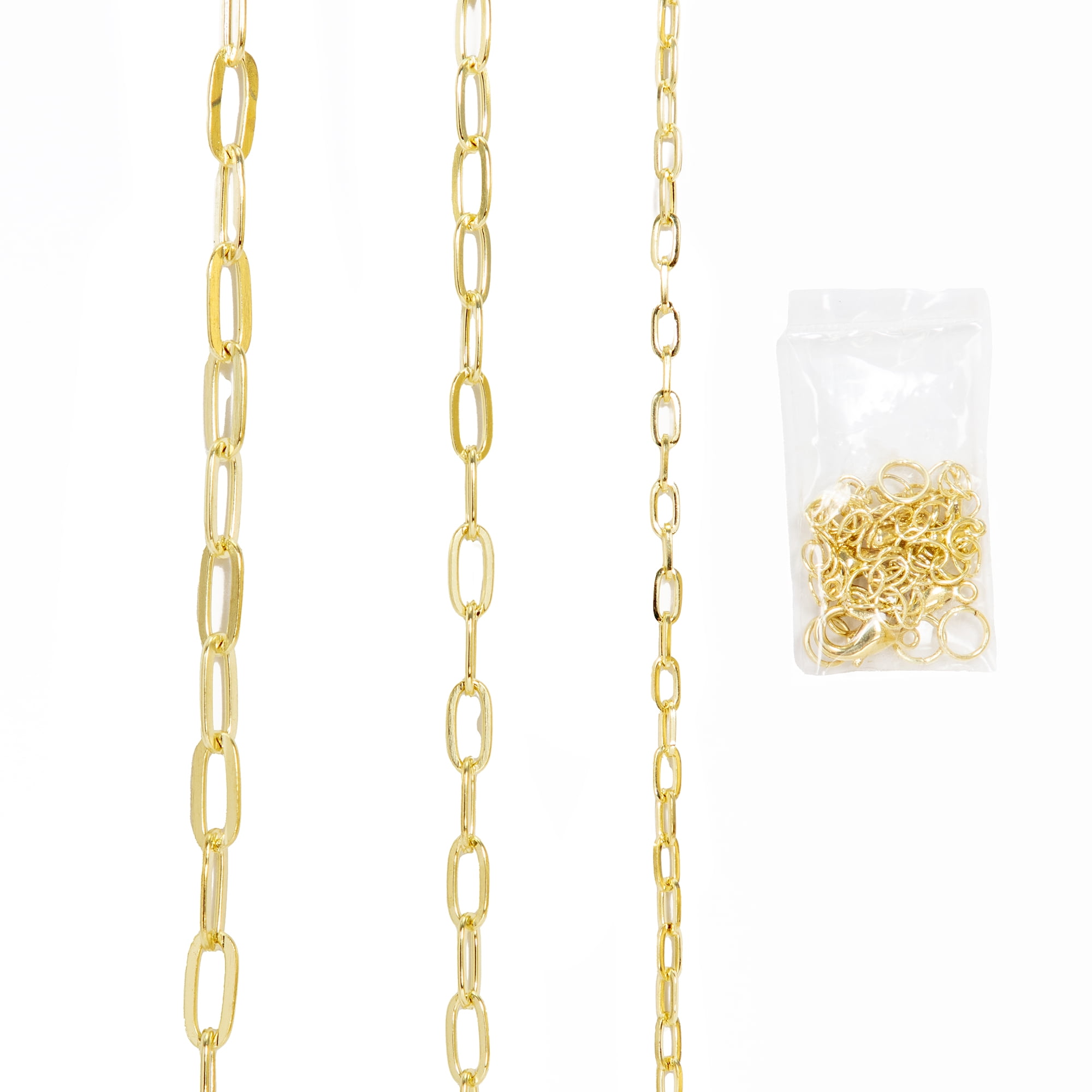 Cousin DIY 18 in Dainty Oval Chain with 3 in Extenders, 3 Sizes, Gold Finish Metal, Adult