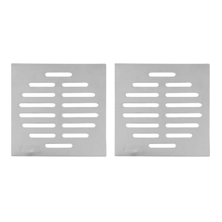 

2X Home Bathroom Supplies Silver Tone Square Stainless Steel Floor Drain Cover