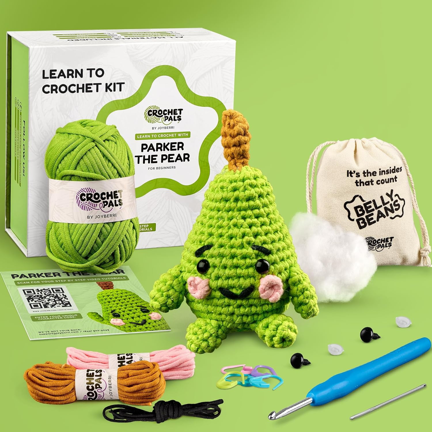 JoyBerri CrochetPals Parker Crochet Kit with Instructional Videos & Supplies, 1 Piece