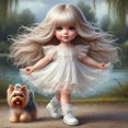 thumbnail image 1 of Cuadro colorido diamante Wdftyju Serie Personajes Niña y Cachorro 30*30CM, 1 of 9