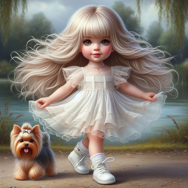 Cuadro colorido diamante Wdftyju Serie Personajes Niña y Cachorro 30*30CM