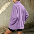 thumbnail image 5 of Tusihei Women Mock Neck Long Sleeve Oversized Sweatshirts Side Slit Pullover Tops Fall Winter Casual Loose Sweater Shirts, Purple XL, 5 of 7
