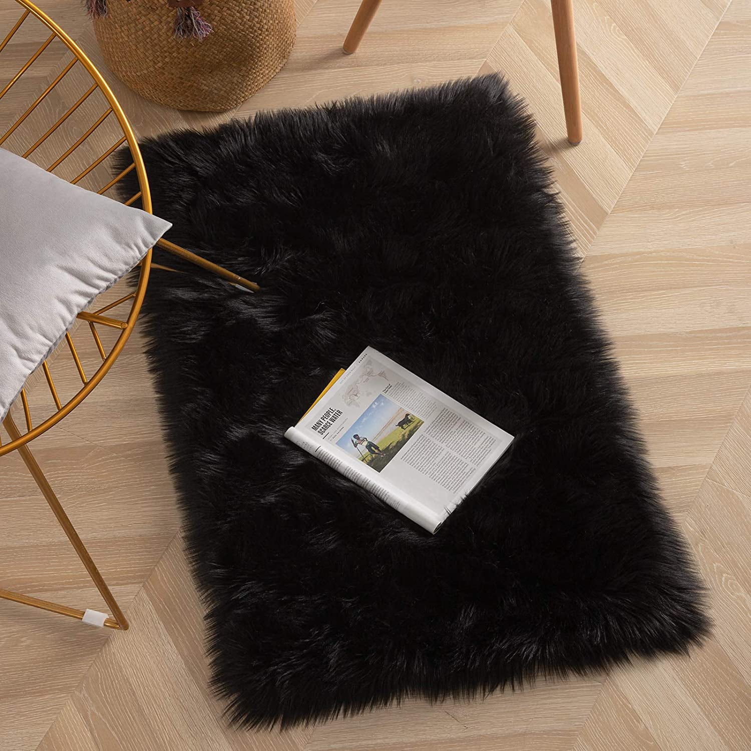 Faux SHEARLING LONG SHEEPSKIN Carpet Sofa Mat Fur Natural Fur Effect Bedside 
