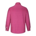 thumbnail image 4 of HOOMEUMY Mens Button-Up Shirts Long Sleeve Shirts Fashion 2025 Trendy Striped Design Stand Collar Tops Slim Fit Blouse Casual Basic Red M, 4 of 6