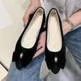 thumbnail image 5 of Crunowin Women's Vintage Bowknot Shoes, Velvet Material English Style Shallow-Toe Fashionable Casual Flats Black, 5 of 9