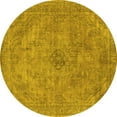 thumbnail image 1 of Ahgly Company Machine Washable Indoor Round Oriental Yellow Industrial Area Rugs, 5' Round, 1 of 4