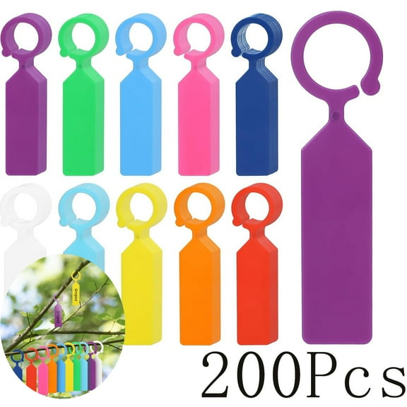 Garden Plant Labels,Tutuviw 200 Pcs Plastic Ring Type Plant Tags,Colorful Plastic Plant Hook and Tree TagsWaterproof Garden Signs,Ring Tag Hanging Plant Labels for Outdoor Garden Plants Markers