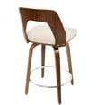 thumbnail image 5 of Trilogy Mid-Century Modern Counter Stool in Walnut and Cream Faux Leather by LumiSource - Set of 2, 5 of 7
