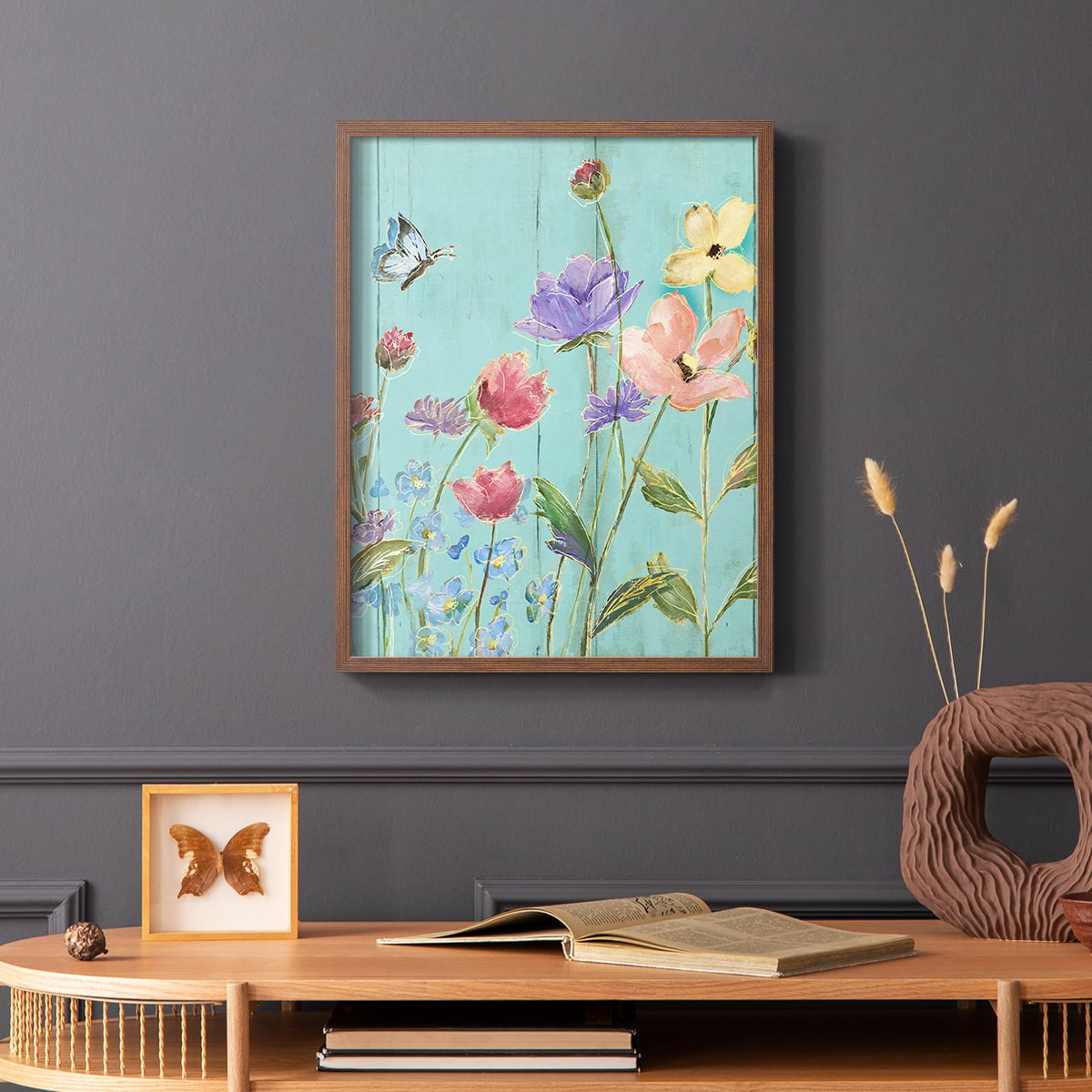 Wildflower Flutter III Framed Print - Solid Wood in Single Picture Frame Solid Wood 2 Framed Print