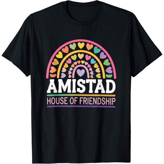 Amistad House Of Friendship Rainbow Hearts T-Shirt