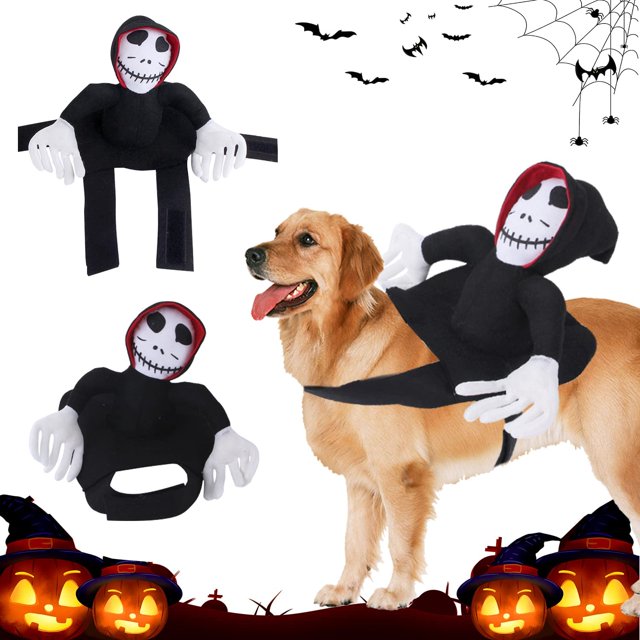 Disfraz de Halloween para mascotas, ropa para perros de Halloween, disfraz de Halloween para gatos, disfraz de perro jinete, ropa de cosplay para perros, disfraz de fiesta para perros y gatos JM