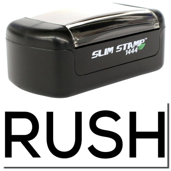 Slim Pre-Inked Skinny Rush Stamp, Slim 1444, Ultra Slim Design, Impression Size 1/2" by 1-3/4", Up to 25,000 Impressions - Black Ink