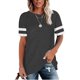 thumbnail image 1 of Bienvenido Mujeres Camisetas de Manga Corta Verano Casual Suelto Contraste Color Mujeres Manga Corta Cuello Redondo Blusa Tops Gris Oscuro M, 1 of 3