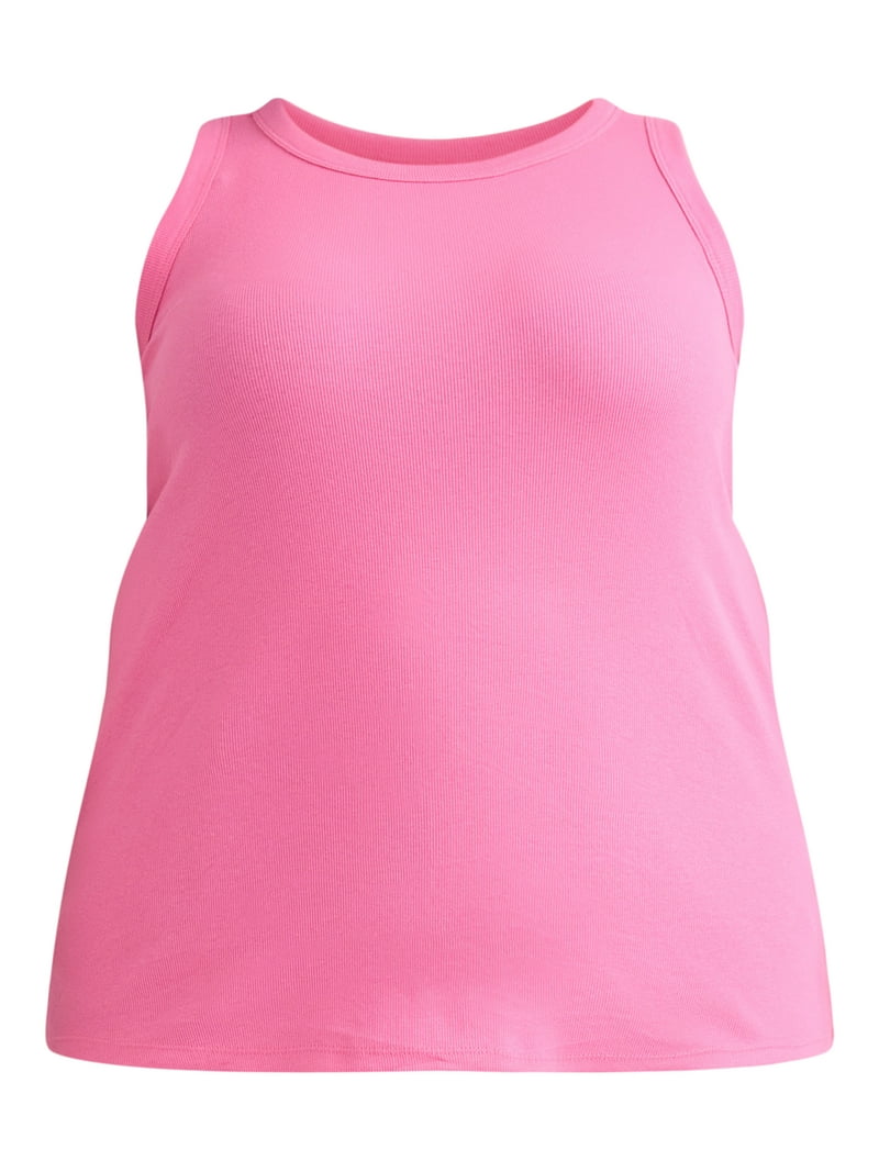 Terra & Sky Women's Plus Size High Neck Rib Tank Top 0X-4X