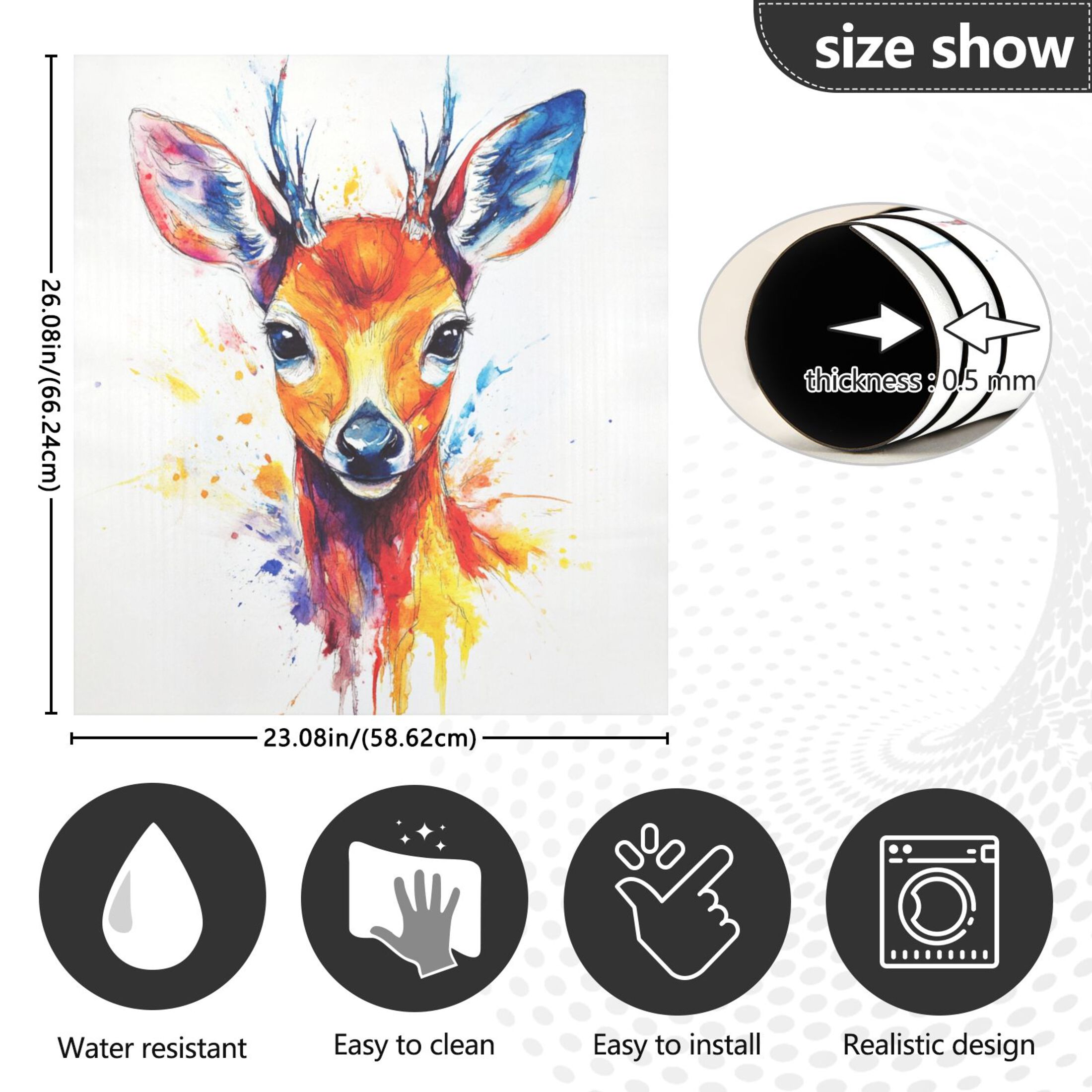 Dishwasher Magnetic Sticker 23x26 Inch Refrigerator Magnetic Sticker Washing Machine Magnetic Sticker Kitchen Panel Magnetic Sticker Home Decor Watercolor Cartoon Deer