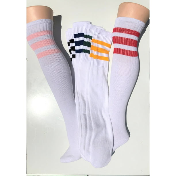 Sock Broker 5Pr Over The Knee Old School 3 Striped Tube Socks