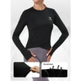 thumbnail image 6 of CAMEL Women's Long Sleeve Workout Tops Athletic Compression T-Shirts Cross Hem Gym Yoga Shirt Thumb Hole Black S, 6 of 11