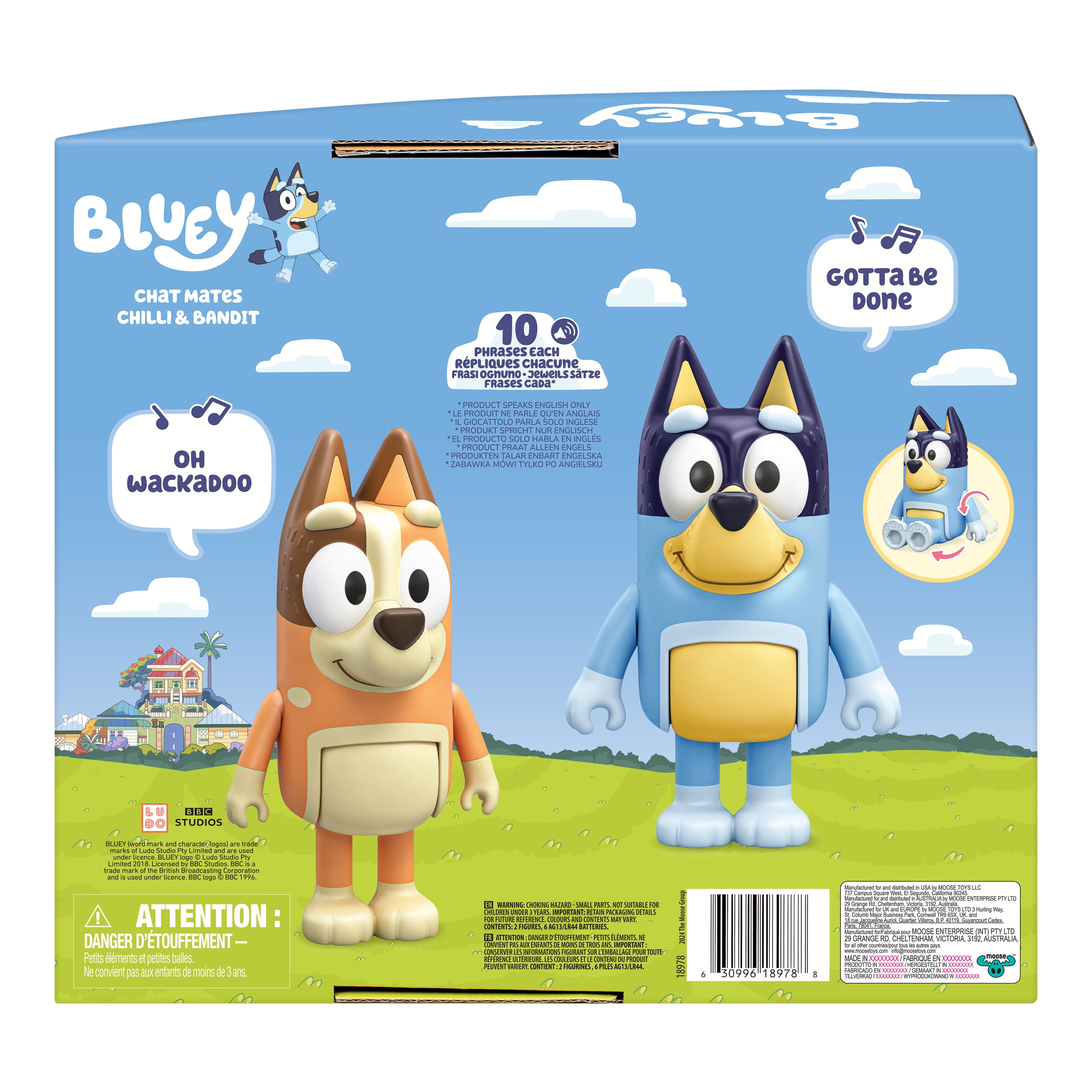 Chilli and Bandit Chat Mates 2-Pack 7” Figures with 10 Different Phrases from the Show, Ages 3+