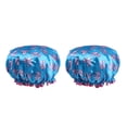 thumbnail image 2 of 2 piezas de ducha de baño elástica reutilizable impermeable lavable azul 20 cm Colcomx Gorra de ducha a prueba de agua, 2 of 8