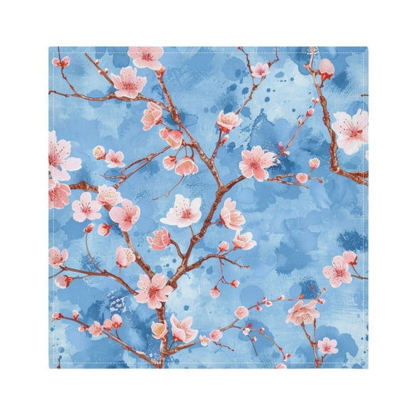 JSTEL Cherry Blossom Sakura Watercolour Cloth Napkins Set of 1, 20x20 Inch Washable and Reusable Napkin for Decoupage Dinner Party Everyday Use
